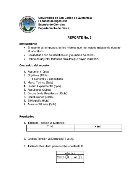 Guía Informe 3 LF1 - Pequeño resumen de lo que se requiere en la