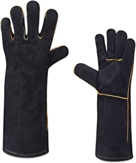 Male Welding Leather Hand Gloves 12inch Finger Type Full Fingered At