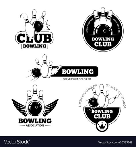 Bowling Labels Emblems And Badges Set Royalty Free Vector