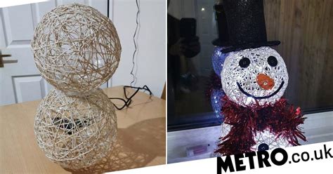 Mum Makes Snowman Christmas Decoration Using String And Balloons For £