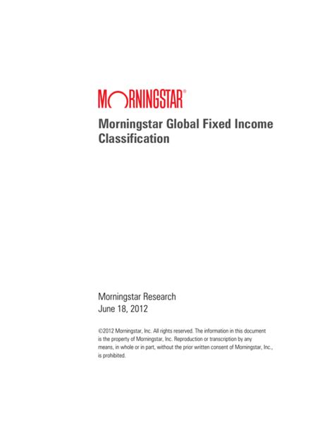 Morningstar Global Fixed Income Classification