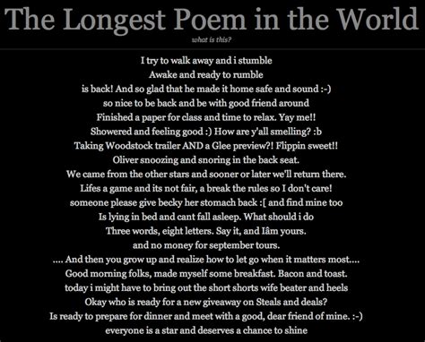 decontextualize · The Longest Poem in the World