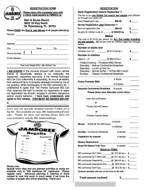 Fillable Online MG Jamboree 20 Registration Form Doc Fax Email Print