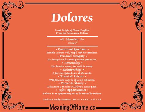 Dolores Meaning Of Name