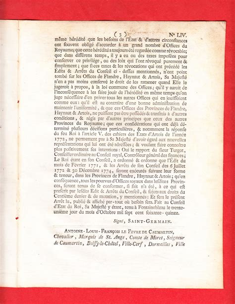 Arrest Du Conseil D Tat Du Roi Qui Ordonne Dans Les Provinces De