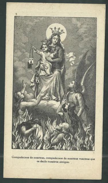 ESTAMPA ANTIGUA DE La Virgen Del Carmen Andachtsbild Santino Holy Card