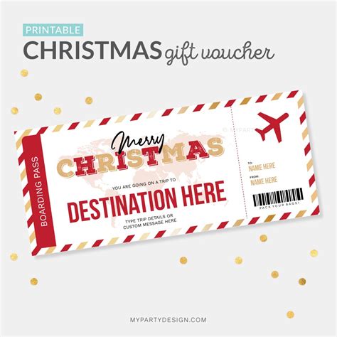 Christmas Boarding Pass Template Printable My Party Design