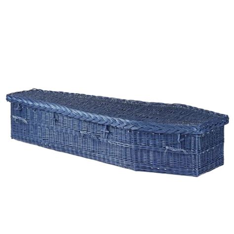 English Wicker Willow Imperial Traditional Coffin Dark Navy Blue