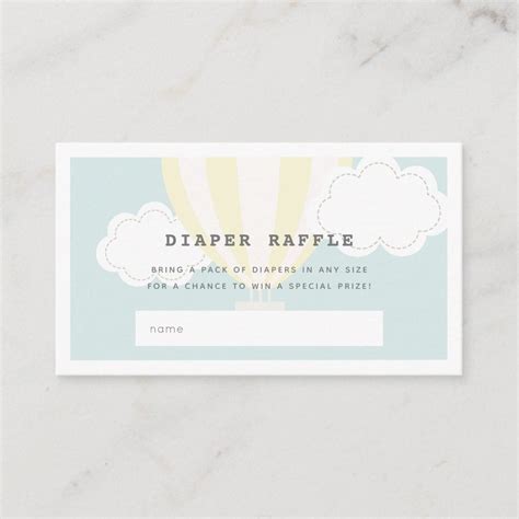 Yellow Hot Air Balloon Diaper Raffle Ticket Enclosure Card Zazzle