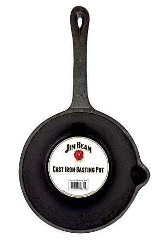 Jim Beam Pre Seasoned Heavy Duty Construction Cast Iron Basting Pot For