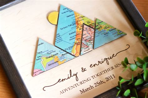 Custom Travel Map Art Engagement Or Wedding Couples T Etsy