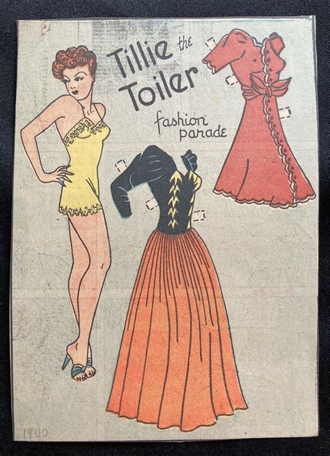 Tillie The Toiler Sunday Funnies Paper Doll 1940 Uncut Newspaper