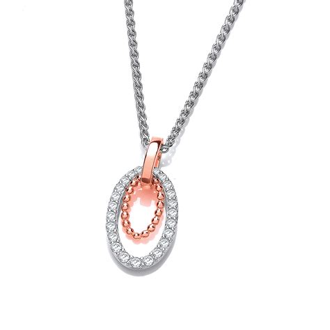 Silver And Rose Gold Twin Loop Pendant Cavendish French