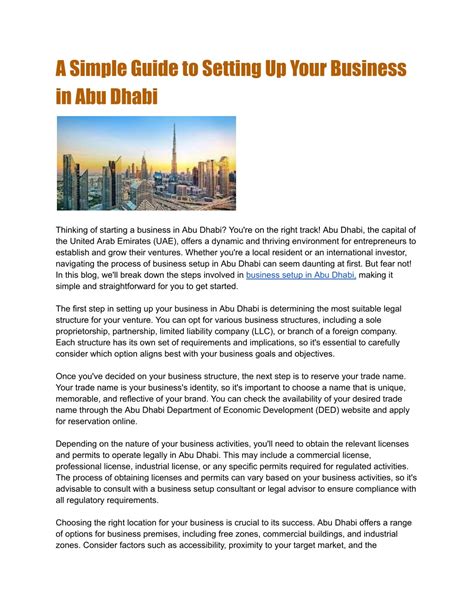 Ppt Business Setup In Abu Dhabi Powerpoint Presentation Free