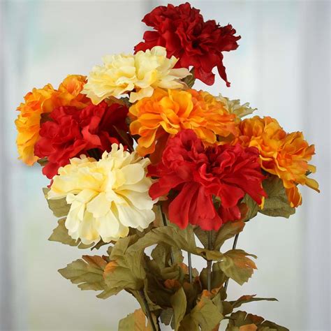 Bright Autumn Artificial Marigold Bush Bushes Bouquets Floral