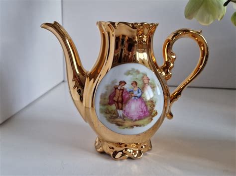 Vintage Bondware Foreign Gold Lustre Coffee Tea Pot No Lid Etsy