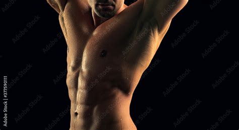 Sexy Torso Of A Muscular Man Naked Bodybuilder Stock Photo Adobe Stock