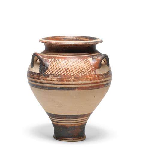 Bonhams A Mycenaean Pottery Three Handled Pithos