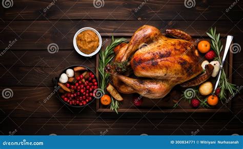 Traditional Homemade Roasted Thanksgiving Day Turkey Dinner Generative