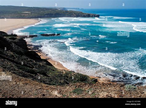 Top view of the beach Praia da Amoreira, Aljezur, Costa Vicentina Stock ...