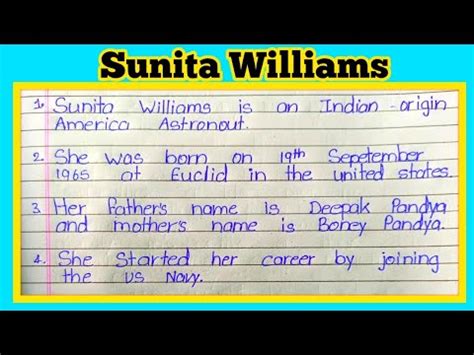 10 Line On Sunita Williams Essay On Sunita Williams In English