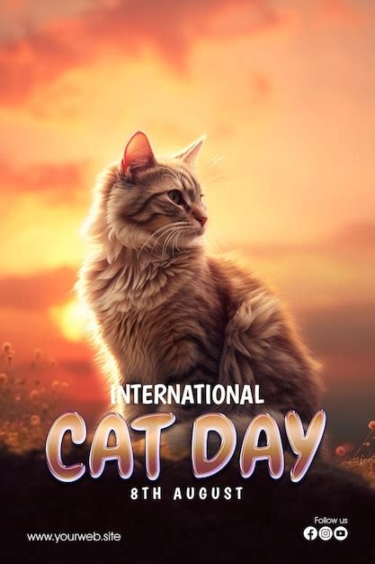 Premium Psd Happy International Cat Day Poster