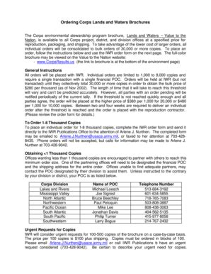 Fillable Online Corpslakes Usace Army How To Order Lands And Waters