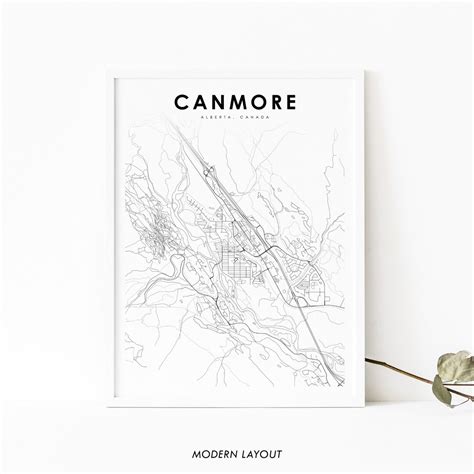 Canmore Alberta Map Print, AB Canada Map Art Poster, City Street Road ...