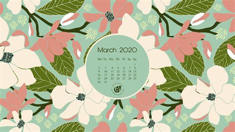 Download March Calendar With Cherry Blossoms Wallpaper