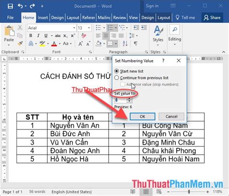 Cách đánh Số Thứ Tự Trong Word