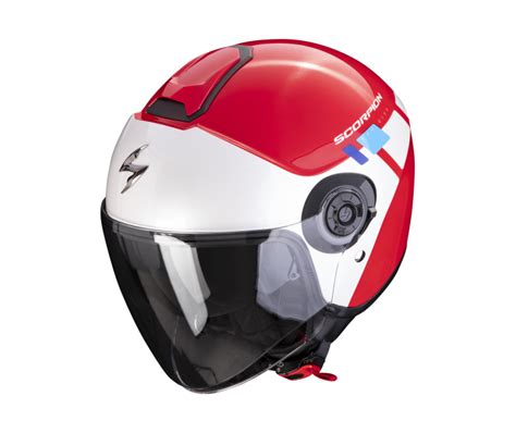 Casco Scorpion Exo City Ii Mall Rojo Blanco Azul