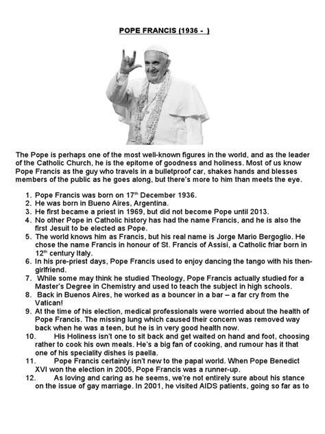 Pope Francisco Biography | PDF | Pope Francis | Catholic Church