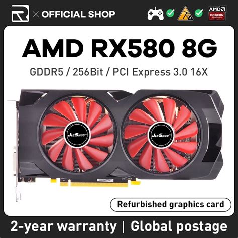 JIESHUO RX 580 8GB AMD Radeon placa gráfica GDDR5 256Bit 2048SP jogar ...