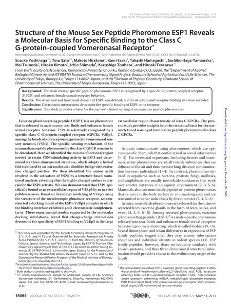 PDF Structure Of The Mouse Sex Peptide Pheromone ESP Reveals A Molecular Basis For Specific