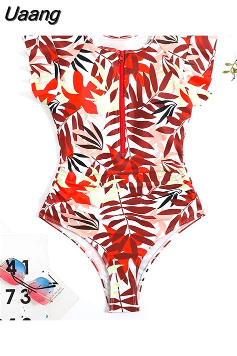 Uaang 2023 Sexy Zipper One-Piece Swimsuits Closed Female Swimwear Push ...