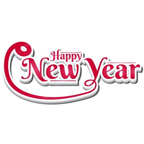 Happy New Year Text Red Color Png And Vector