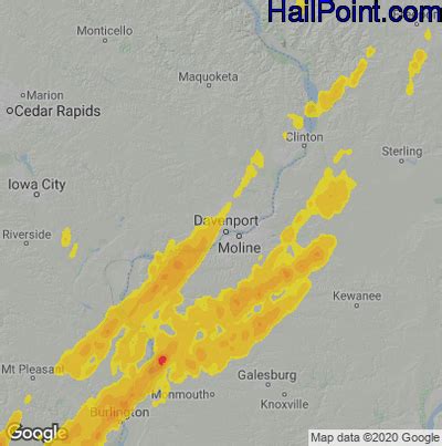 Hail Map For Davenport Ia Region On April