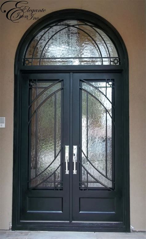 Custom Wrought Iron Door With Arched Transom Double Doors Arched Front Door Double Front