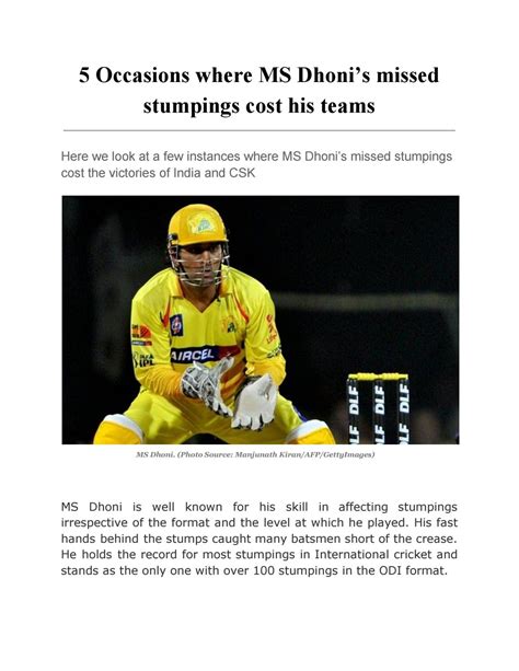 When Dhoni's missed stumpings changed the course of the Match by CricTracker23 - Issuu