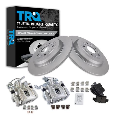 TRQ Ceramic Brake Pad Coated Rotor Caliper Kit For Ford Taurus Five