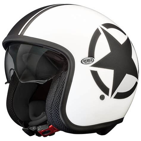 Casco Moto Jet Premier Vintage In Fibra Con Visierino Integrato Star 8