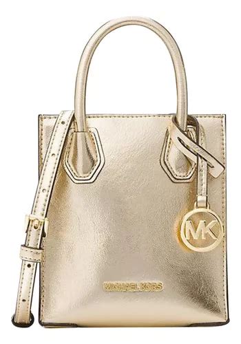 Bolsa Dorada Michael Kors Original Mercer Xs Xbody Patent Acabado De