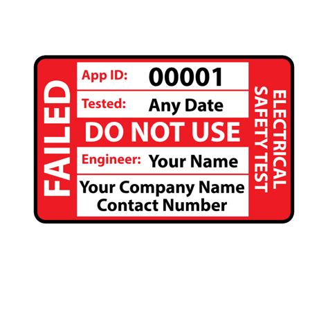 Personalised Medium Fail Pat Test Labels Pat Testing Stickers