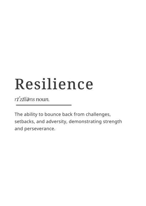 Resilience Definition Print Wall Art Print Affirmations Print