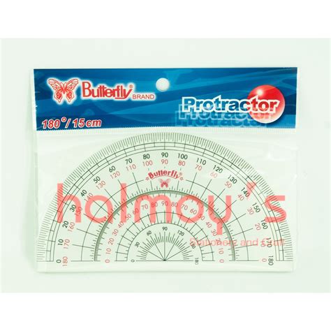 Jual PENGGARIS BUSUR PROTRACTOR PLASTIK BUTTERFLY 180 15 CM