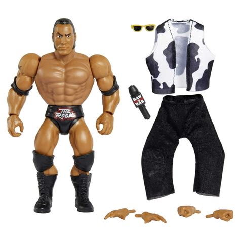 WWE Retro Style Action Figures - The Rock Superstar with 16 ...