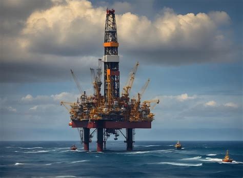 Premium AI Image Offshore Oil Rigs On A Cloudy Day Oil And Gas