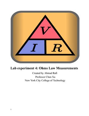 EMT1150 Lab Experiment 1 Math Review EMT 1150 D364 LAB REPORT 1 Math