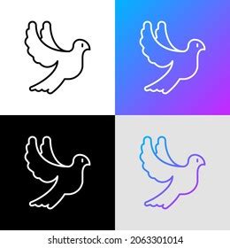 Flying Dove Thin Line Icon Pigeon Stock Vector Royalty Free