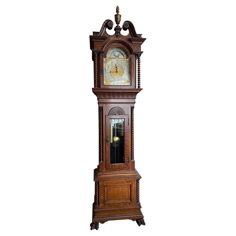 Tall Case Honduras Mahogany 9 Tube Grandfather Clock Colonial